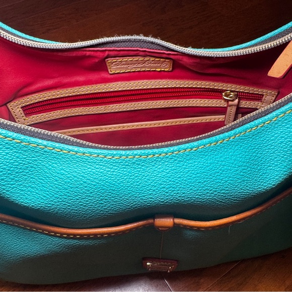 Dooney & Bourke Pebble Grain Rebecca Hobo – Teal with Tan Trim - Picture 7 of 11